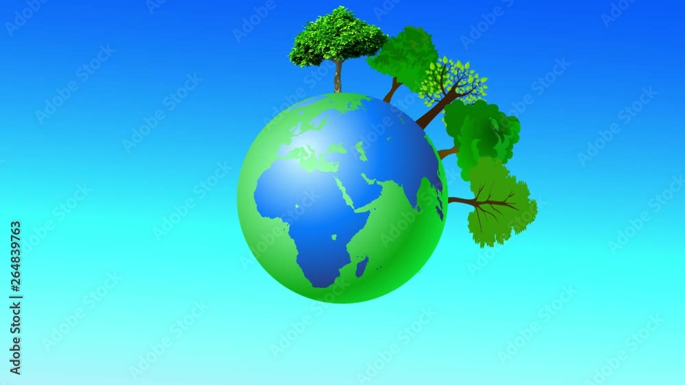 Animation of the globe with trees. A message for sustainability Animation of the globe with trees. A message for sustainability