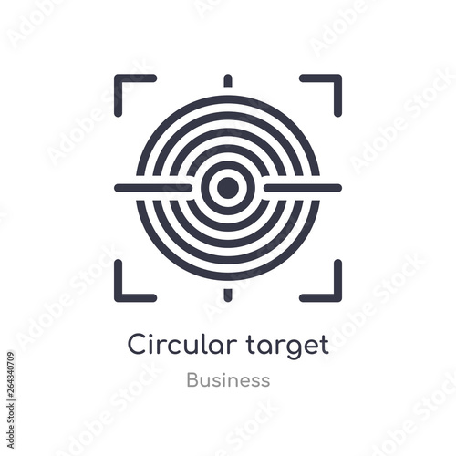 circular target outline icon. isolated line vector illustration from business collection. editable thin stroke circular target icon on white background