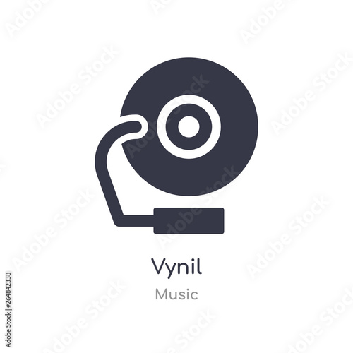 vynil outline icon. isolated line vector illustration from music collection. editable thin stroke vynil icon on white background