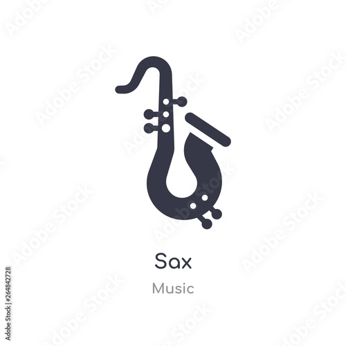 sax outline icon. isolated line vector illustration from music collection. editable thin stroke sax icon on white background
