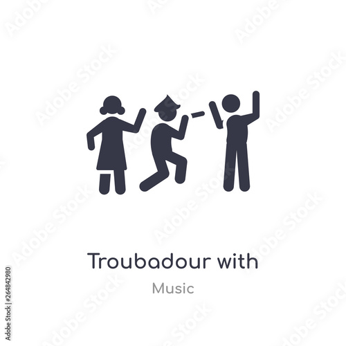 troubadour with kids outline icon. isolated line vector illustration from music collection. editable thin stroke troubadour with kids icon on white background