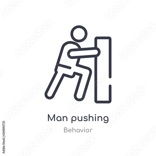 man pushing outline icon. isolated line vector illustration from behavior collection. editable thin stroke man pushing icon on white background