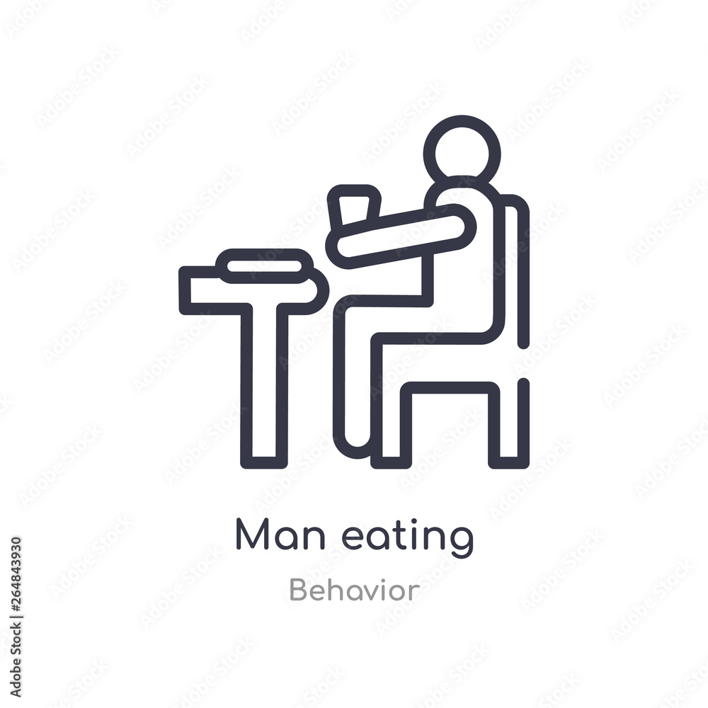 man eating outline icon. isolated line vector illustration from behavior collection. editable thin stroke man eating icon on white background man eating outline icon. isolated line vector illustration from behavior collection. editable thin stroke man eating icon on white background