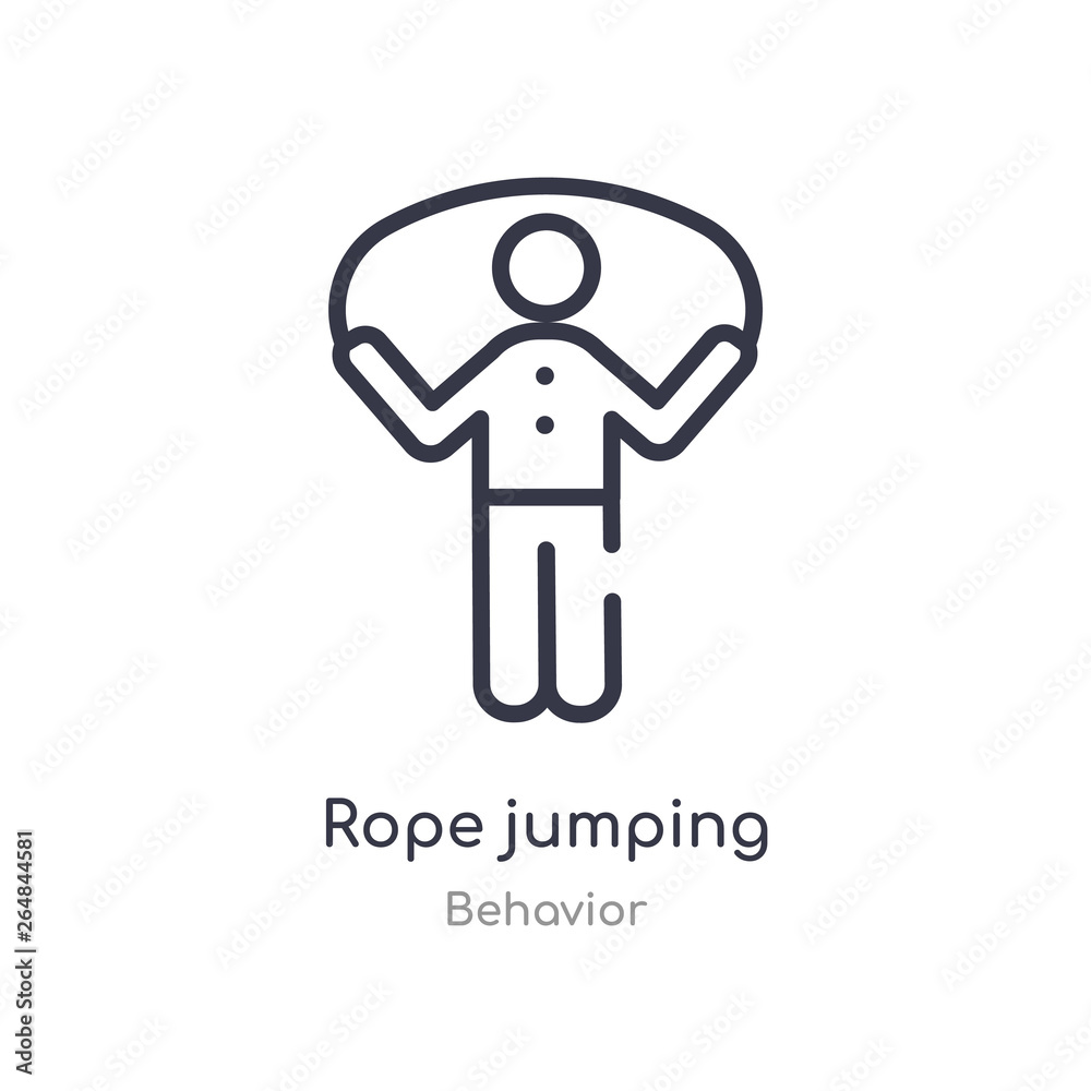 rope jumping outline icon. isolated line vector illustration from behavior collection. editable thin stroke rope jumping icon on white background rope jumping outline icon. isolated line vector illustration from behavior collection. editable thin stroke rope jumping icon on white background