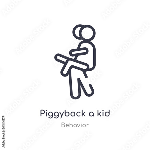 piggyback a kid outline icon. isolated line vector illustration from behavior collection. editable thin stroke piggyback a kid icon on white background