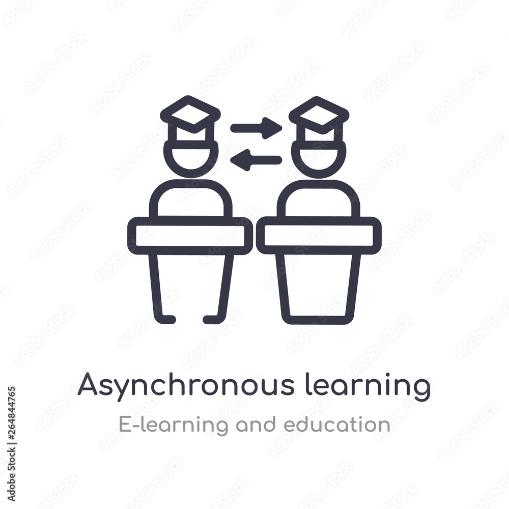 asynchronous learning outline icon. isolated line vector illustration from e-learning and education collection. editable thin stroke asynchronous learning icon on white background asynchronous learning outline icon. isolated line vector illustration from e-learning and education collection. editable thin stroke asynchronous learning icon on white background