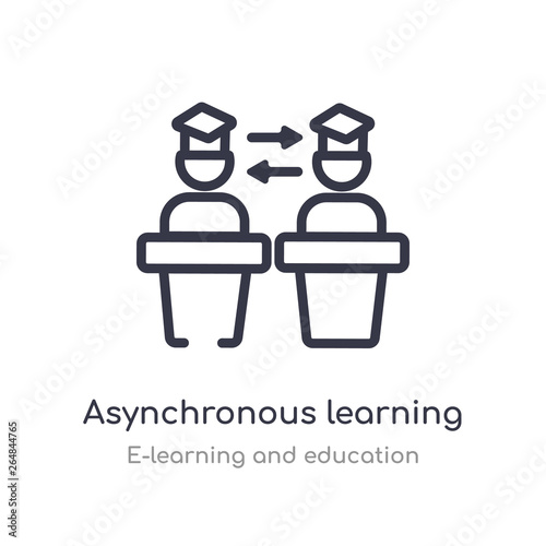 asynchronous learning outline icon. isolated line vector illustration from e-learning and education collection. editable thin stroke asynchronous learning icon on white background
