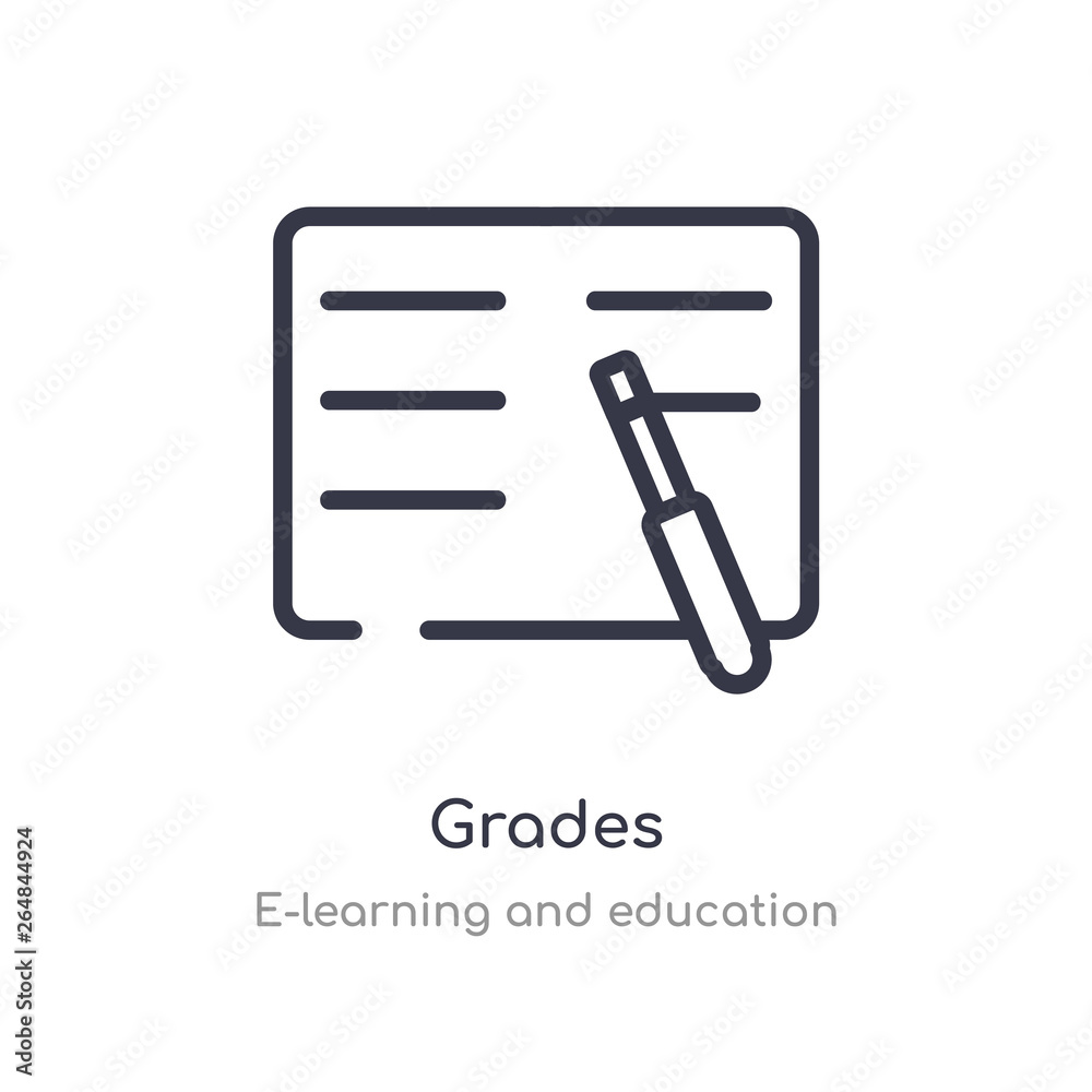 grades outline icon. isolated line vector illustration from e-learning and education collection. editable thin stroke grades icon on white background grades outline icon. isolated line vector illustration from e-learning and education collection. editable thin stroke grades icon on white background