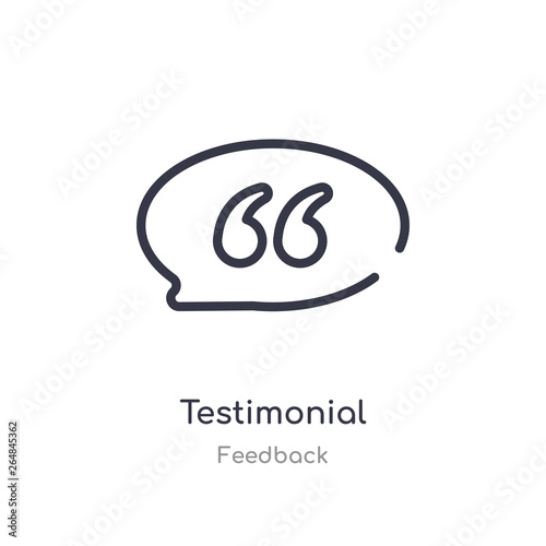 testimonial outline icon. isolated line vector illustration from feedback collection. editable thin stroke testimonial icon on white background