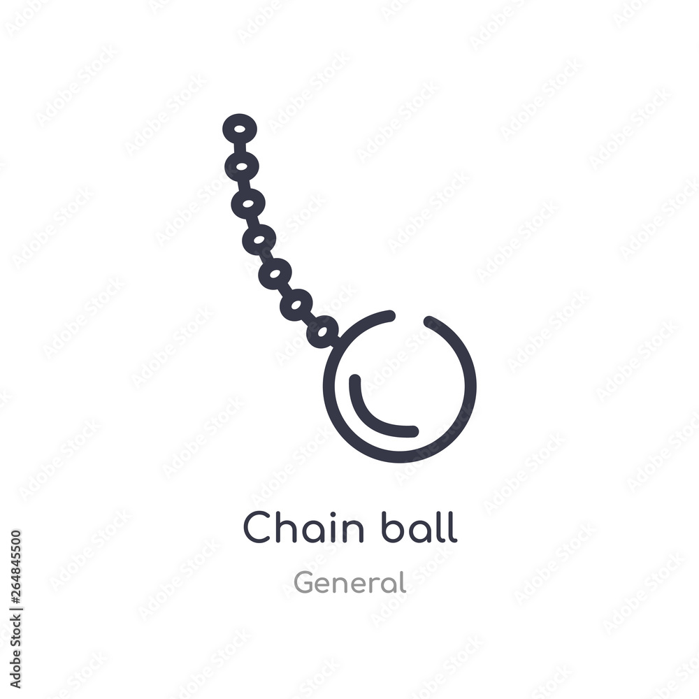 chain ball outline icon. isolated line vector illustration from general ...
