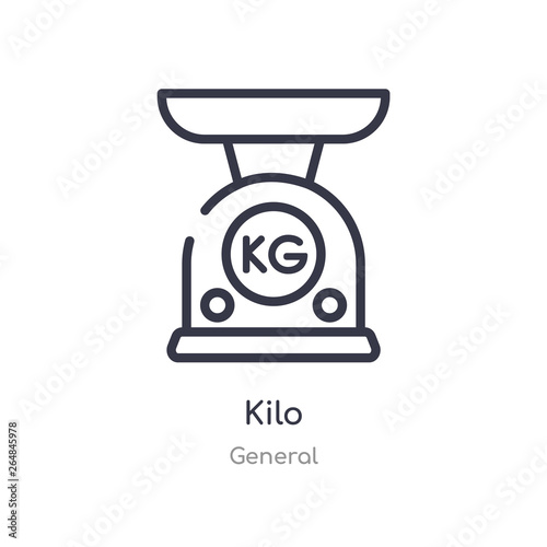 kilo outline icon. isolated line vector illustration from general collection. editable thin stroke kilo icon on white background photo