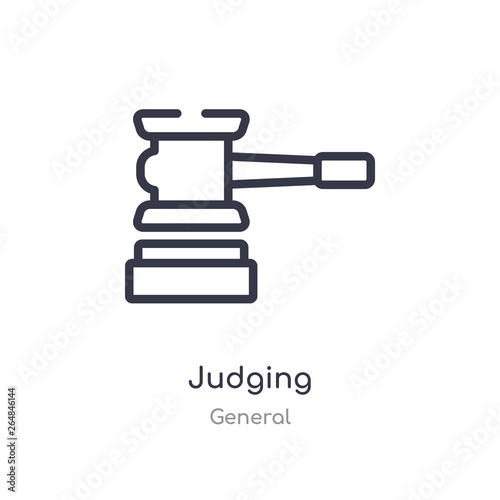 judging outline icon. isolated line vector illustration from general collection. editable thin stroke judging icon on white background
