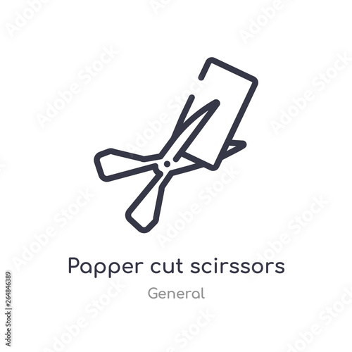 papper cut scirssors outline icon. isolated line vector illustration from general collection. editable thin stroke papper cut scirssors icon on white background