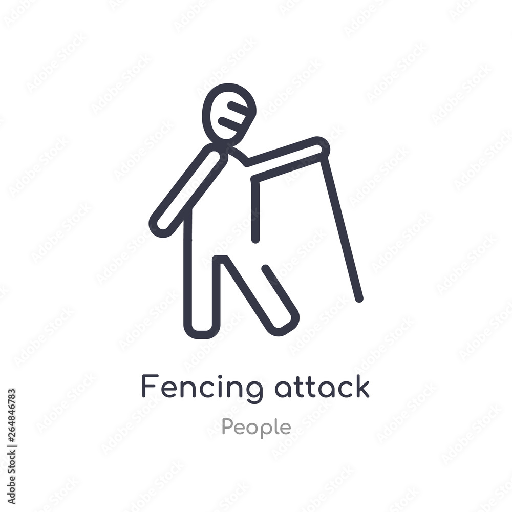 fencing attack outline icon. isolated line vector illustration from people collection. editable thin stroke fencing attack icon on white background fencing attack outline icon. isolated line vector illustration from people collection. editable thin stroke fencing attack icon on white background