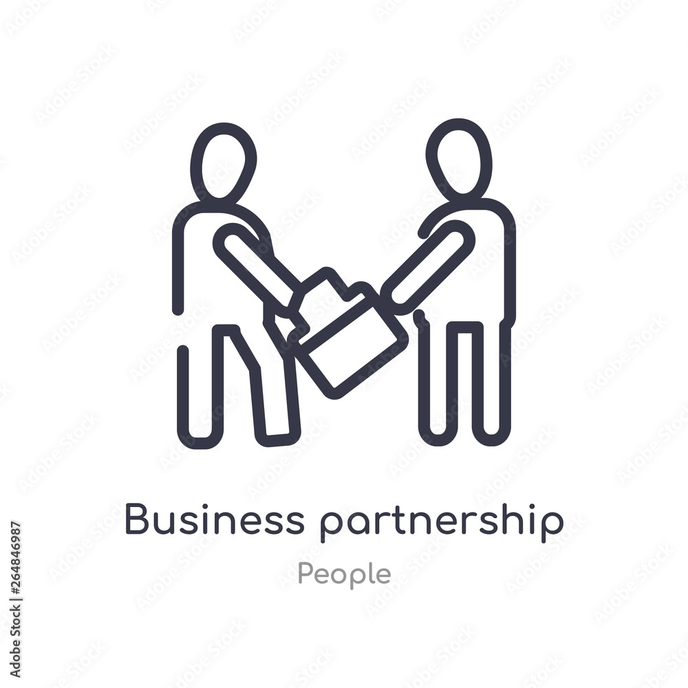 Fototapeta premium business partnership outline icon. isolated line vector illustration from people collection. editable thin stroke business partnership icon on white background
