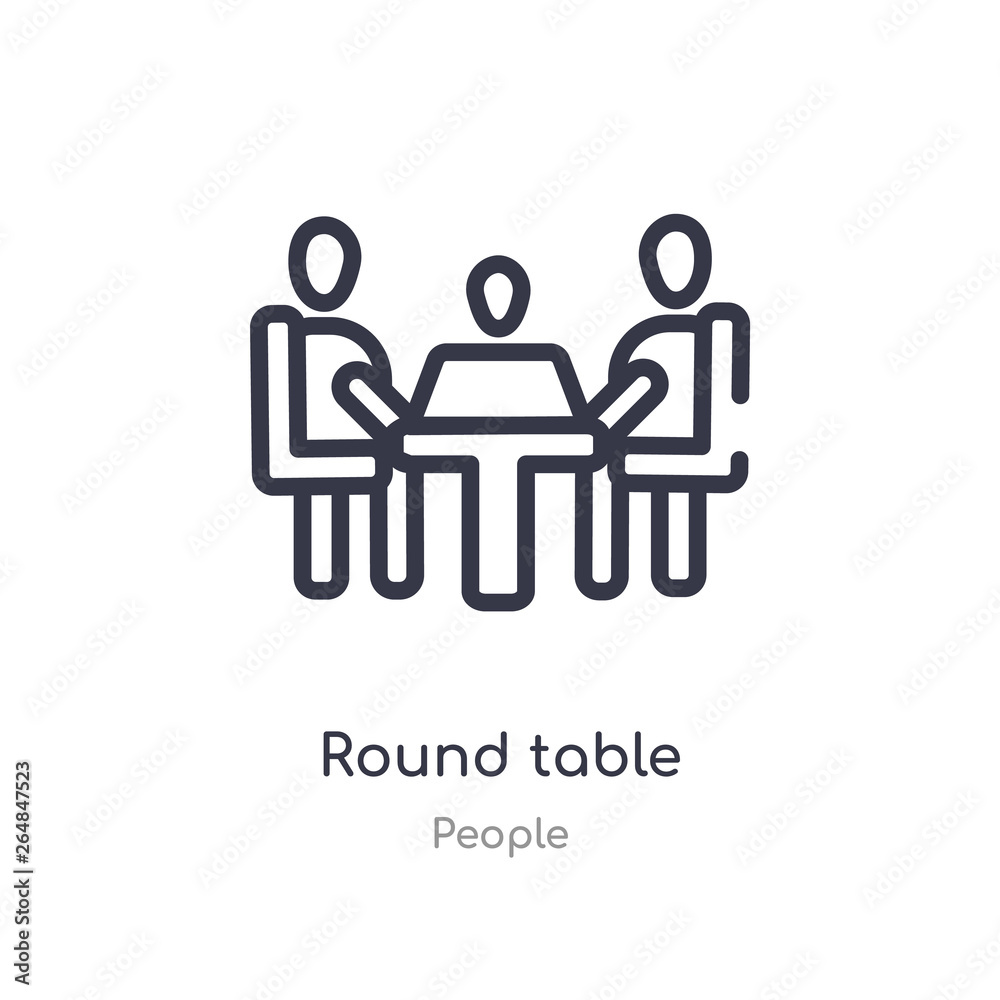 round table outline icon. isolated line vector illustration from people collection. editable thin stroke round table icon on white background