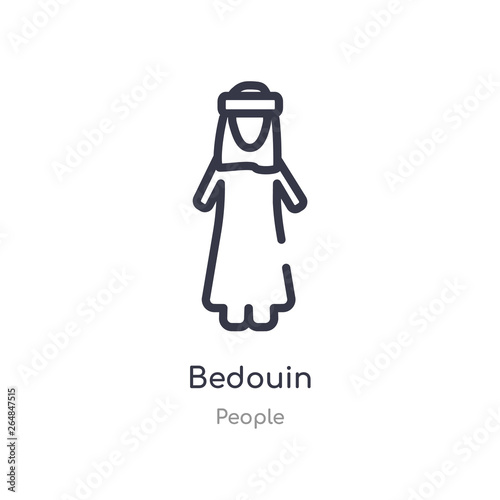 bedouin outline icon. isolated line vector illustration from people collection. editable thin stroke bedouin icon on white background