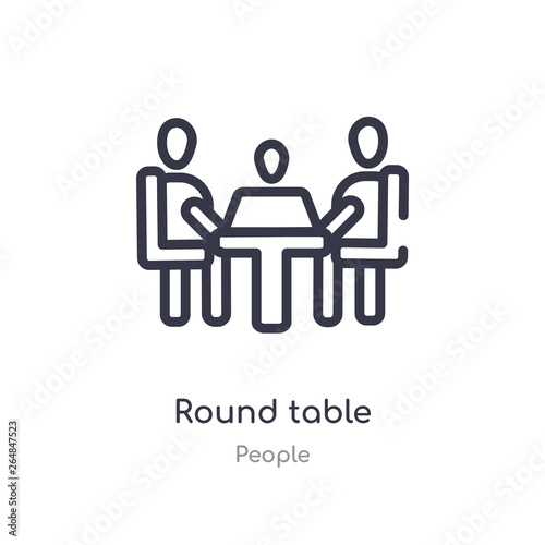 round table outline icon. isolated line vector illustration from people collection. editable thin stroke round table icon on white background