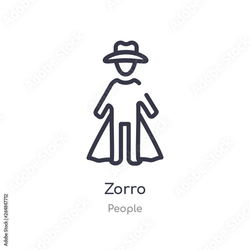 zorro outline icon. isolated line vector illustration from people collection. editable thin stroke zorro icon on white background