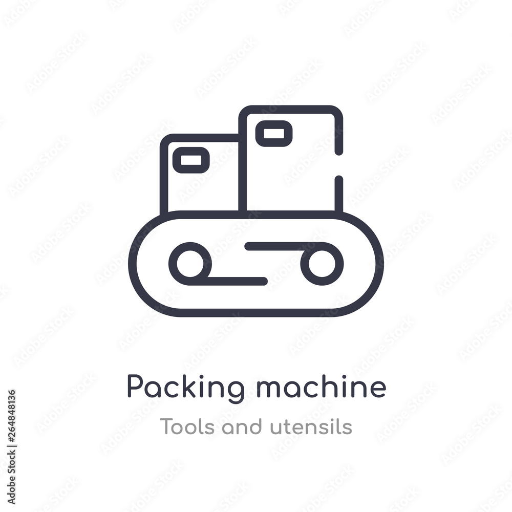 packing machine outline icon. isolated line vector illustration from tools and utensils collection. editable thin stroke packing machine icon on white background packing machine outline icon. isolated line vector illustration from tools and utensils collection. editable thin stroke packing machine icon on white background