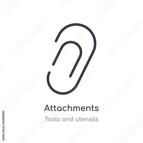 attachments outline icon. isolated line vector illustration from tools and utensils collection. editable thin stroke attachments icon on white background