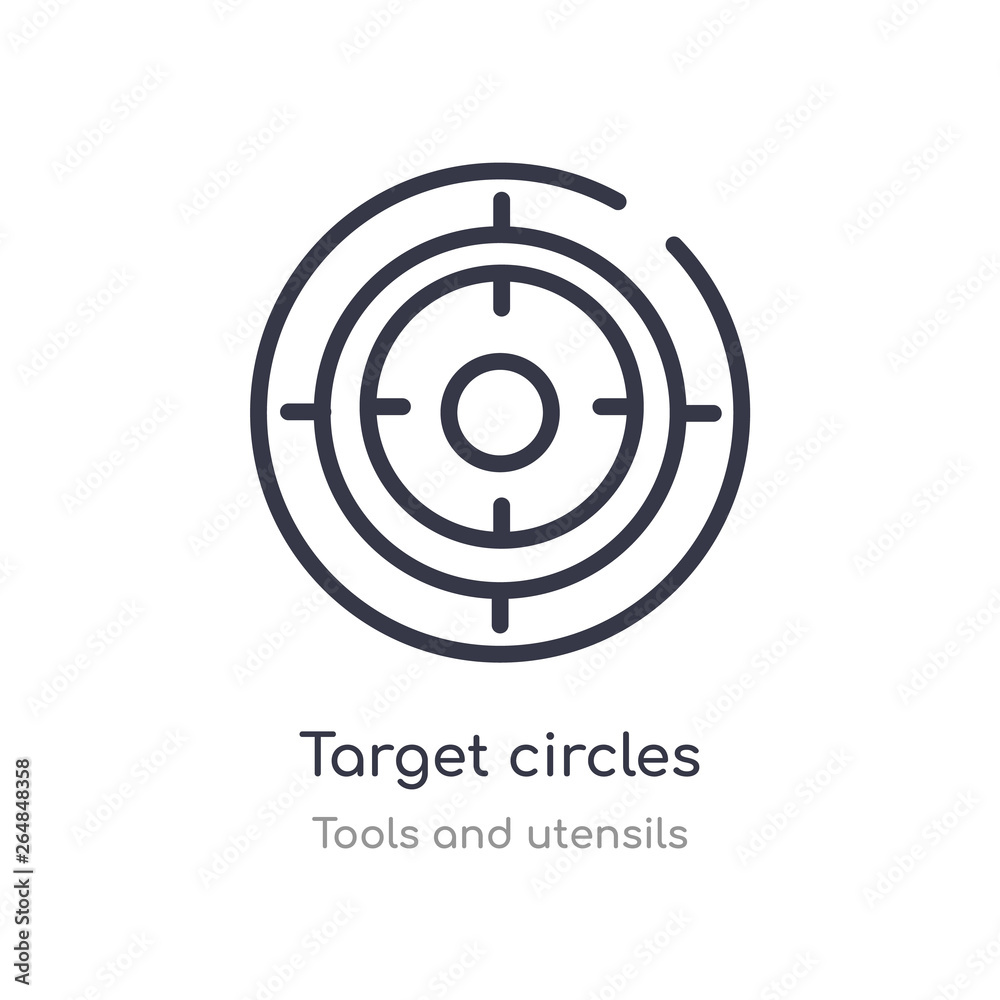 target circles outline icon. isolated line vector illustration from tools and utensils collection. editable thin stroke target circles icon on white background target circles outline icon. isolated line vector illustration from tools and utensils collection. editable thin stroke target circles icon on white background