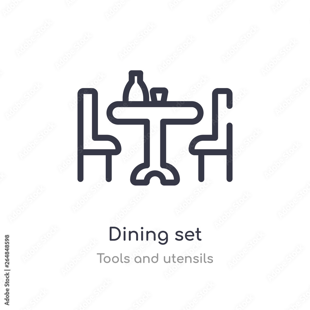 dining set outline icon. isolated line vector illustration from tools and utensils collection. editable thin stroke dining set icon on white background
