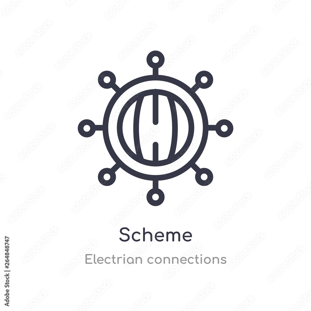 scheme outline icon. isolated line vector illustration from electrian connections collection. editable thin stroke scheme icon on white background
