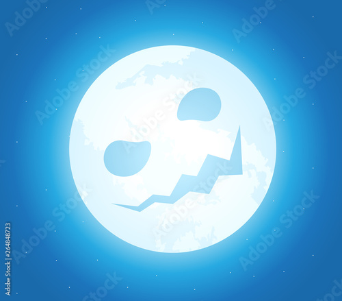 The Halloween Moon smirk. Isolated Vector Illustration