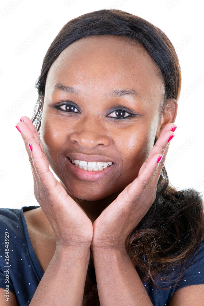 portrait of a african young woman on white background portrait of a african young woman on white background