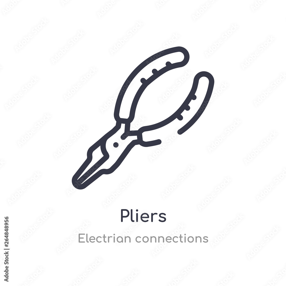 pliers outline icon. isolated line vector illustration from electrian connections collection. editable thin stroke pliers icon on white background pliers outline icon. isolated line vector illustration from electrian connections collection. editable thin stroke pliers icon on white background