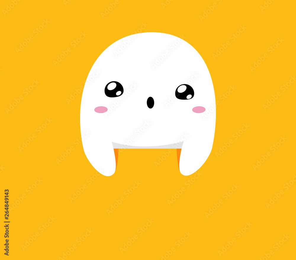 white ghost is hiding on orange background white ghost is hiding on orange background