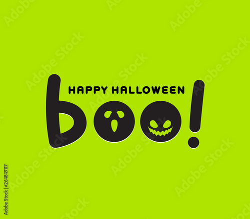 boo letters with scary face on letter o
