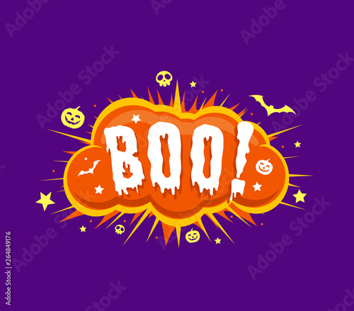 boo letters on exploding comic bubble