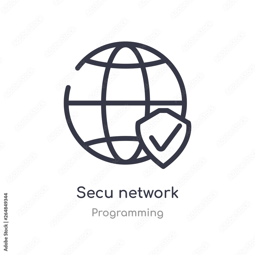 secu network outline icon. isolated line vector illustration from programming collection. editable thin stroke secu network icon on white background
