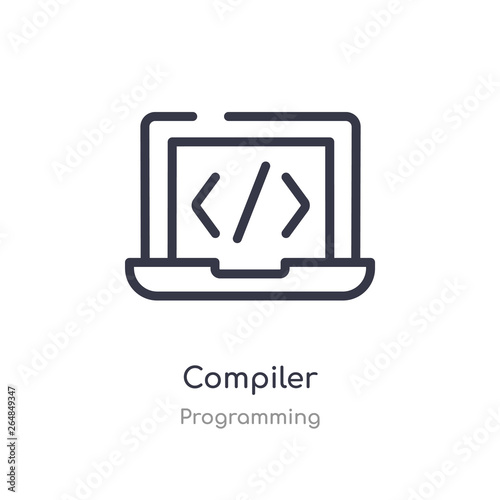 compiler outline icon. isolated line vector illustration from programming collection. editable thin stroke compiler icon on white background