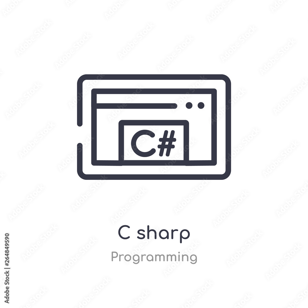 c sharp outline icon. isolated line vector illustration from ...