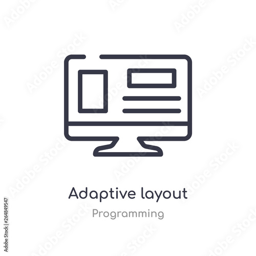 adaptive layout outline icon. isolated line vector illustration from programming collection. editable thin stroke adaptive layout icon on white background