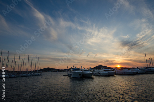 Beautiful sunset over marina in Croatia © photogoricki