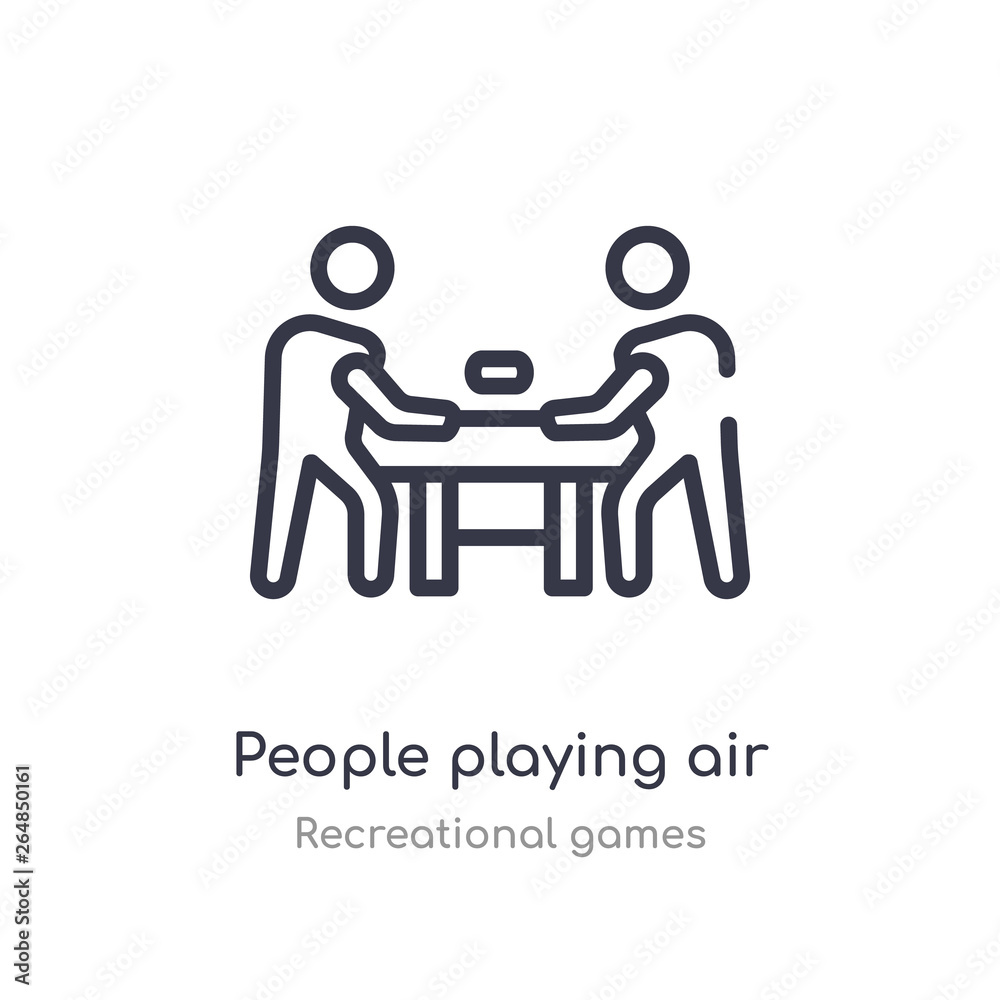 people playing air hockey outline icon. isolated line vector illustration from recreational games collection. editable thin stroke people playing air hockey icon on white background