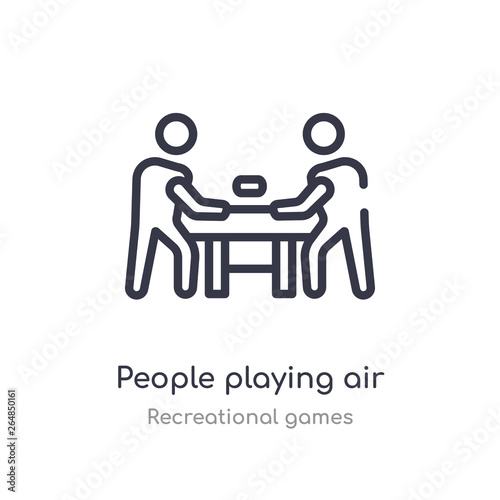 people playing air hockey outline icon. isolated line vector illustration from recreational games collection. editable thin stroke people playing air hockey icon on white background © zaurrahimov