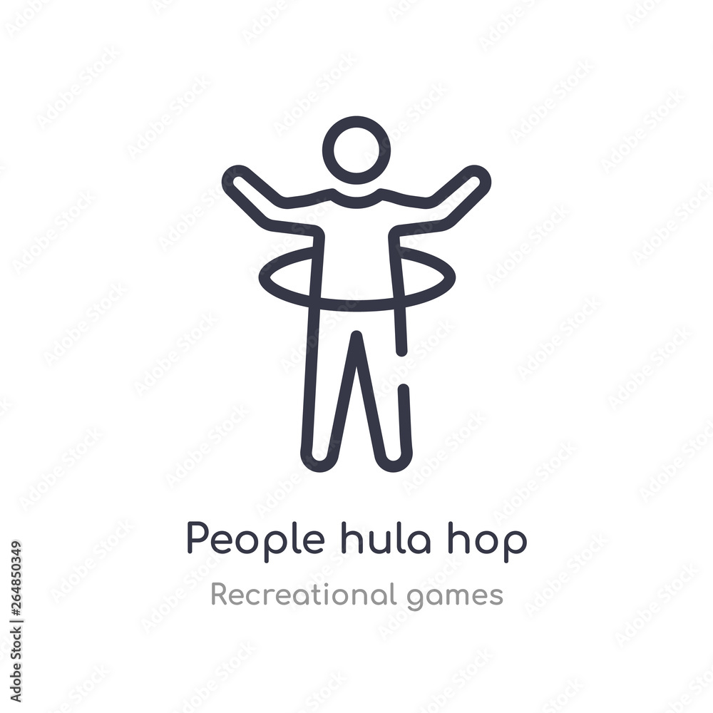 people hula hop outline icon. isolated line vector illustration from recreational games collection. editable thin stroke people hula hop icon on white background