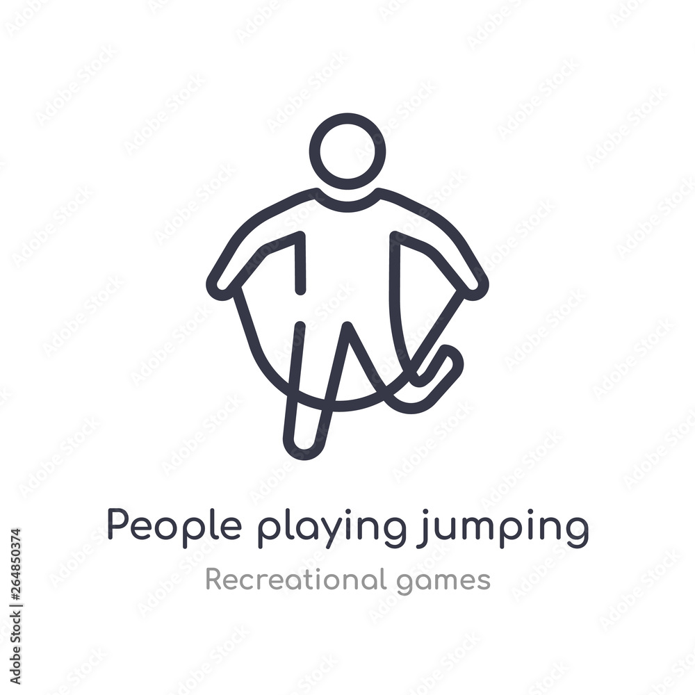 people playing jumping rope outline icon. isolated line vector illustration from recreational games collection. editable thin stroke people playing jumping rope icon on white background