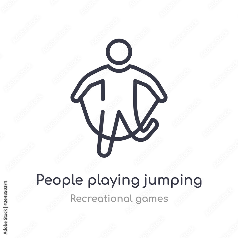 people playing jumping rope outline icon. isolated line vector illustration from recreational games collection. editable thin stroke people playing jumping rope icon on white background people playing jumping rope outline icon. isolated line vector illustration from recreational games collection. editable thin stroke people playing jumping rope icon on white background