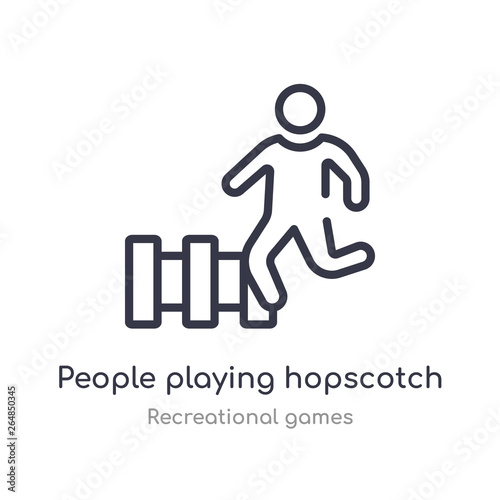people playing hopscotch outline icon. isolated line vector illustration from recreational games collection. editable thin stroke people playing hopscotch icon on white background