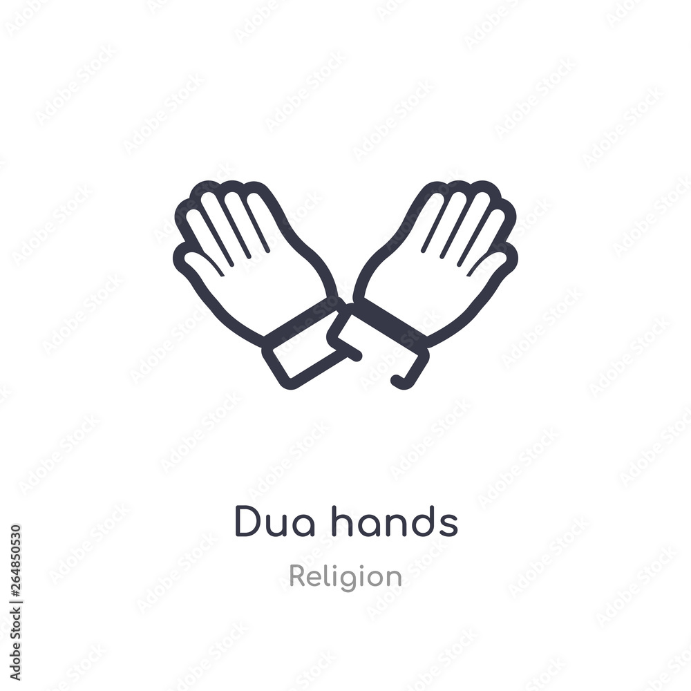 Fototapeta premium dua hands outline icon. isolated line vector illustration from religion collection. editable thin stroke dua hands icon on white background
