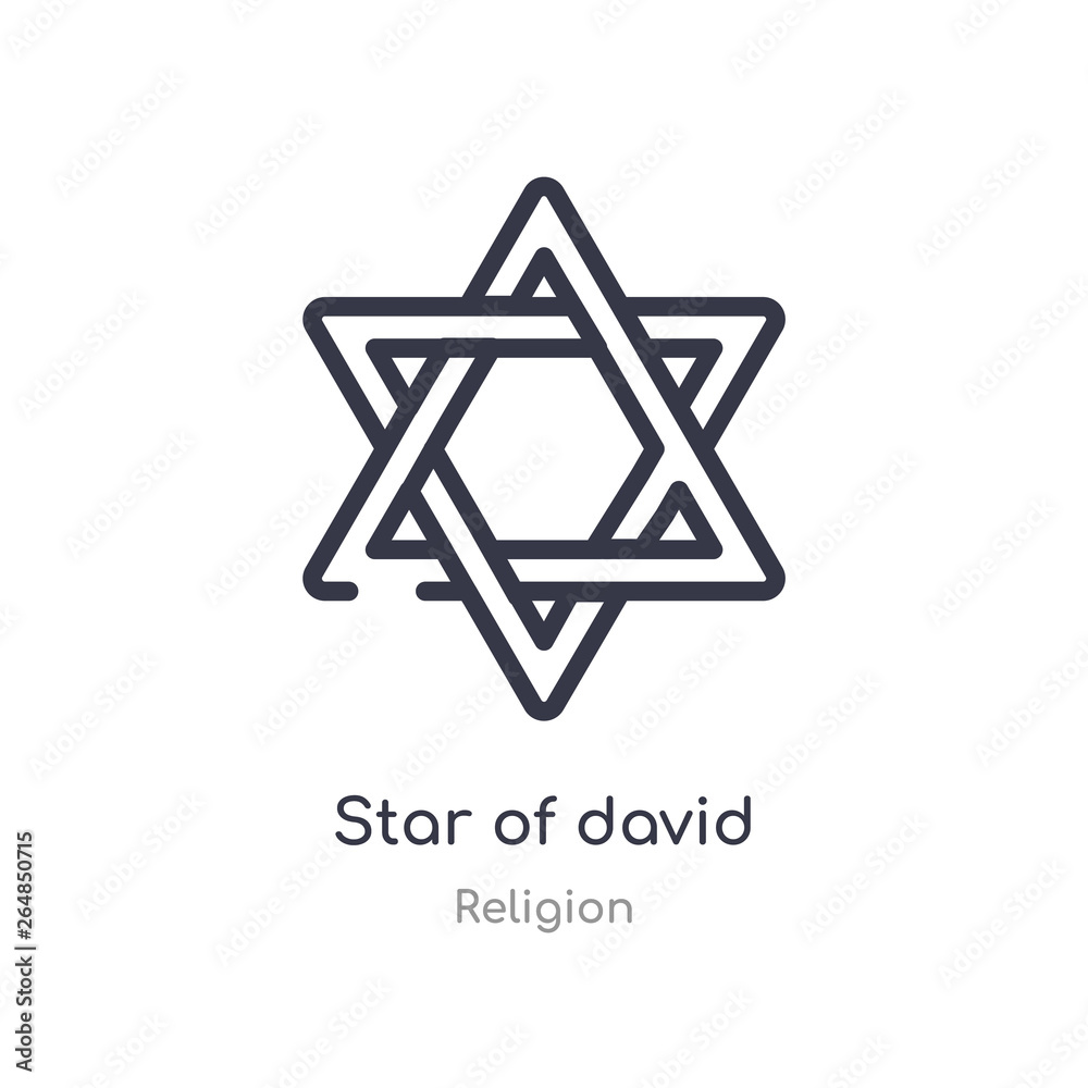 star of david outline icon. isolated line vector illustration from religion collection. editable thin stroke star of david icon on white background star of david outline icon. isolated line vector illustration from religion collection. editable thin stroke star of david icon on white background