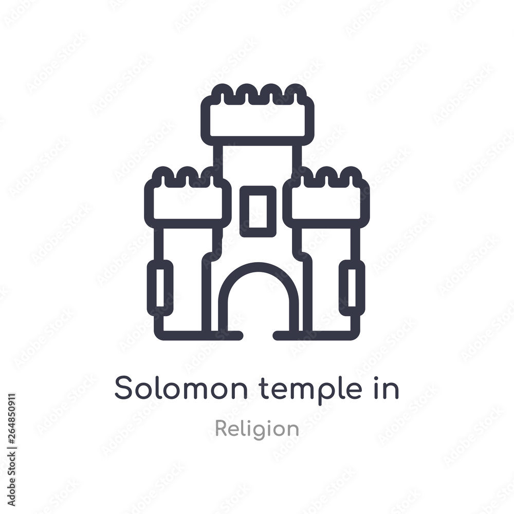 solomon temple in jerusalem outline icon. isolated line vector illustration from religion collection. editable thin stroke solomon temple in jerusalem icon on white background solomon temple in jerusalem outline icon. isolated line vector illustration from religion collection. editable thin stroke solomon temple in jerusalem icon on white background