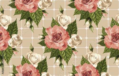 Fototapeta Naklejka Na Ścianę i Meble -  Vintage Beautiful and trendy Seamless Pattern design in super high resolution. Pattern Decoration Texture. Vintage Style Design for Fabric Print, Wallpaper Background.