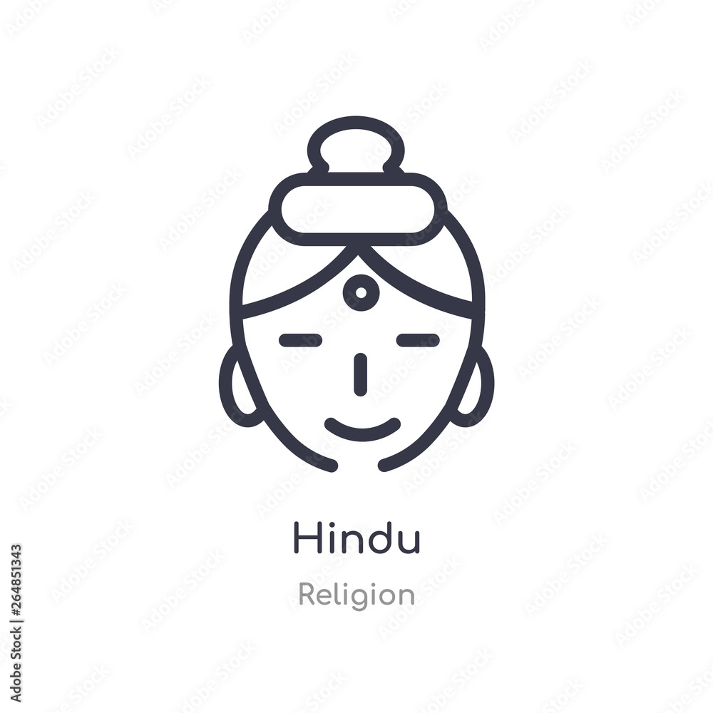 Fototapeta premium hindu outline icon. isolated line vector illustration from religion collection. editable thin stroke hindu icon on white background